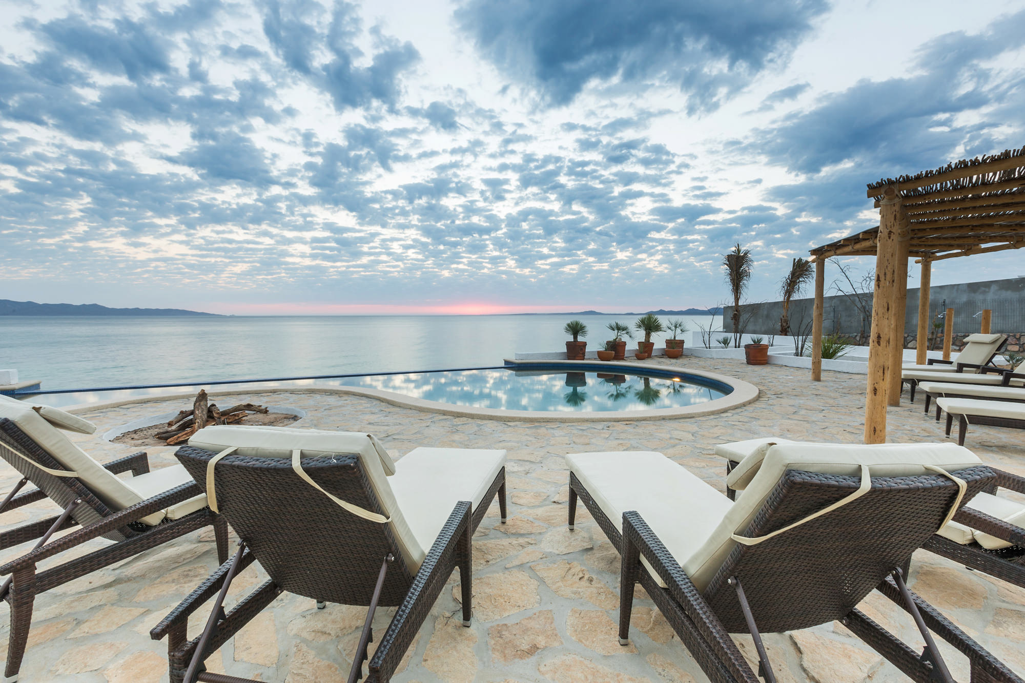Casa Tara — Baja Gathering venue at sunset, overlooking the Sea of Cortez
